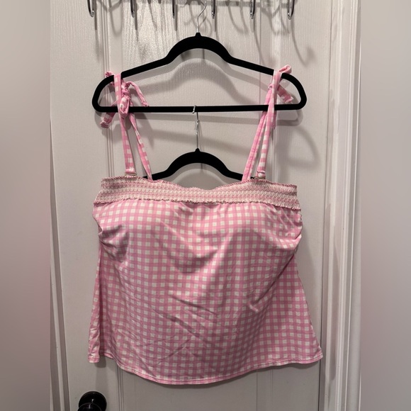 Draper James Pink and White Gingham Swimwear with Square Neckline - Picture 2 of 6